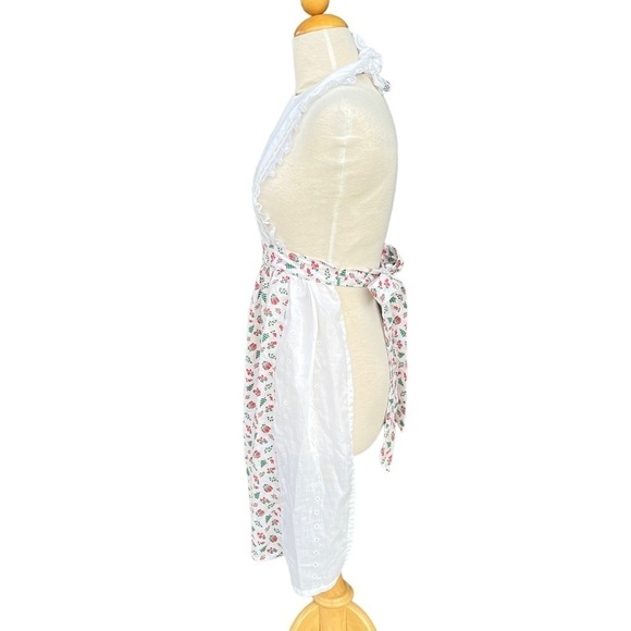 Vintage Handmade Santa Appliqué Bib Apron Christmas Holiday Lace Accents - Picture 3 of 16